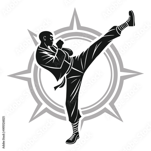 martial art Vector or karate silhouettes vector illustration Japan and China traditional martial art. self-defense presentation symbols. body poses icons. Karate poses signs
