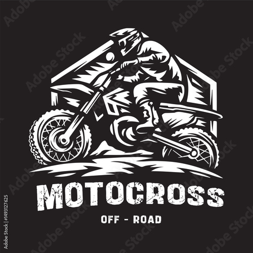 Vintage illustration of offroad motocross