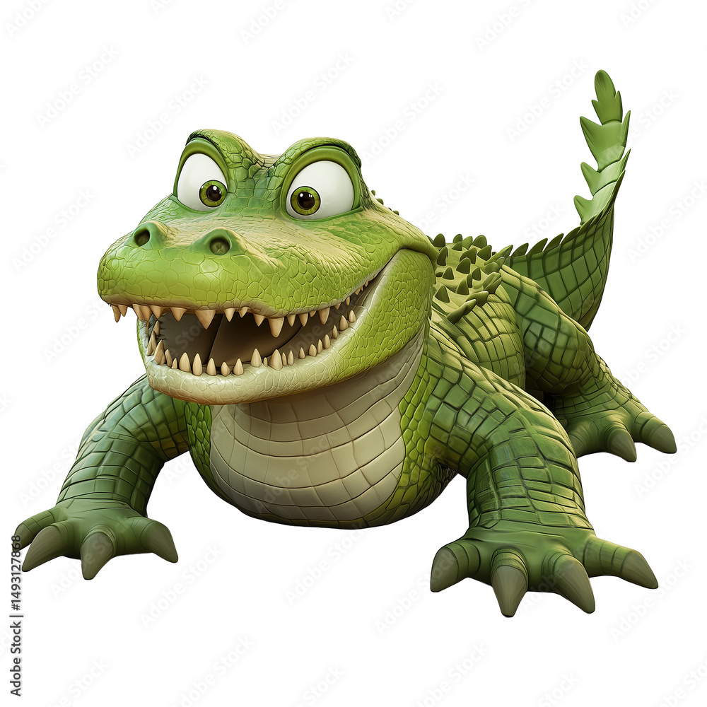 Fototapeta premium 3d rendering icon crocodile illustration PNG. cartoon minimal style alligator on transparent isolated background.