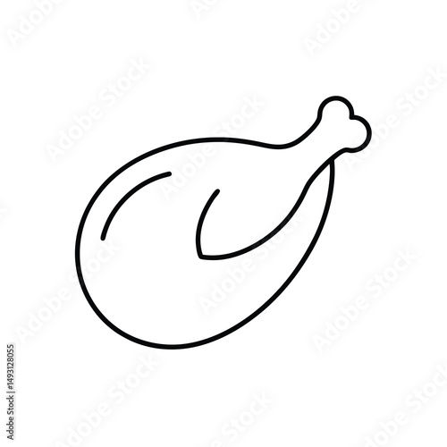 Chicken breast fillet cooked Black line drawing