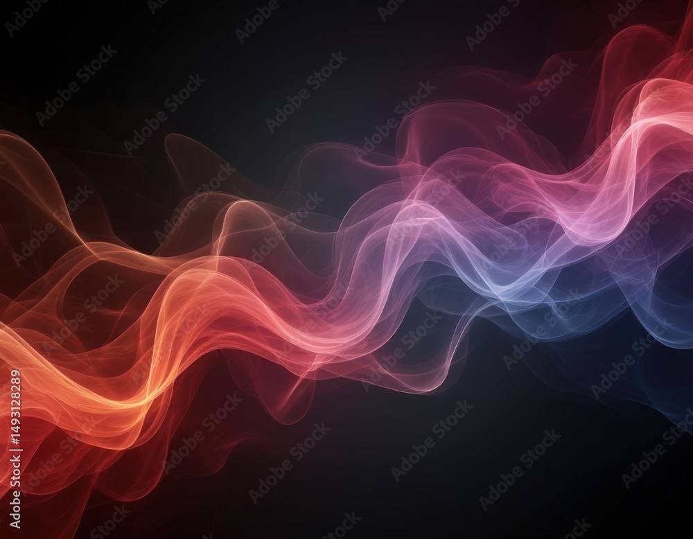 Fototapeta premium Smoke shaped by invisible sound forming fluid wave lines.