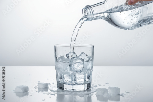 Wallpaper Mural A person pouring water over ice cubes in a glass, filling it up Torontodigital.ca