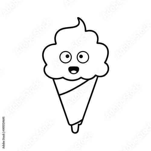 Cute Cartoon Ice Cream Cone Character
