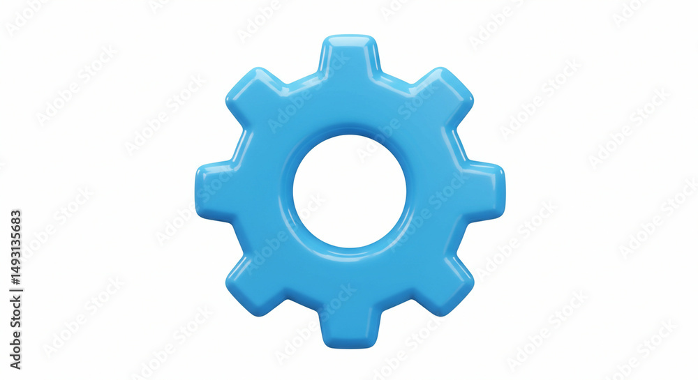 3D light blue gear icon 3D light blue gear icon
