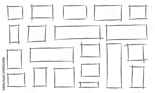 Fotografie Hand-drawn rectangle sketches in pencil style, rough geometric frames for highli