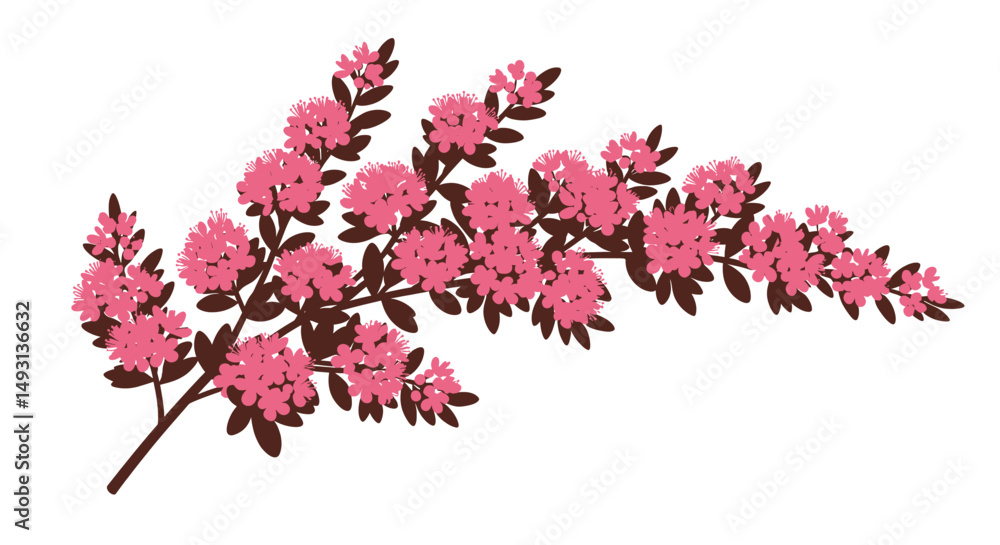 Fototapeta premium Pink Floral Branch Pixel Art