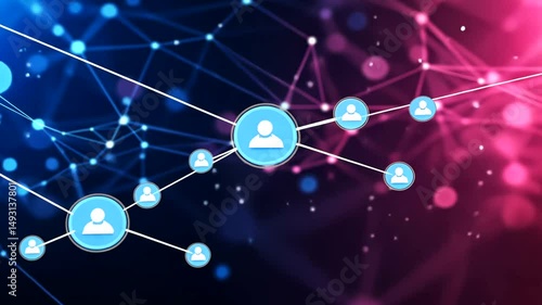 Networked connections against blue and pink backgrounds