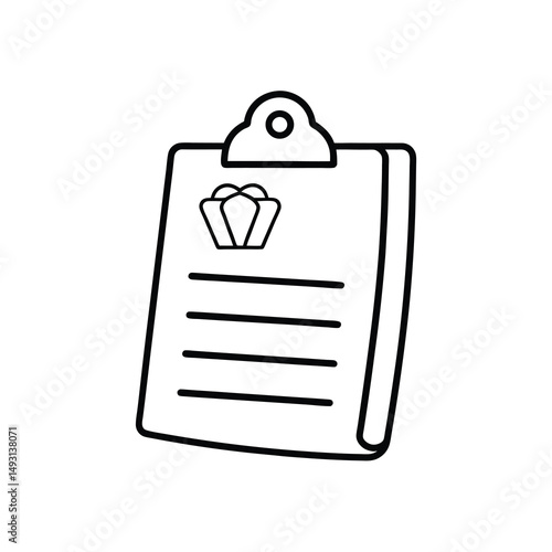 Grocery shopping list clipboard Black line drawing