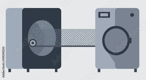 Grey Pixel Art Laundry Washing And Drying Equipment