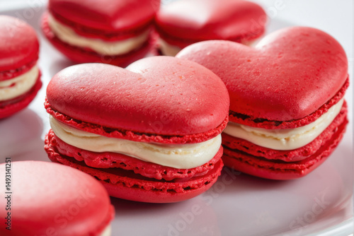 A collection of colorful macarons sitting on a white plate, perfect for food photography or dessert inspiration