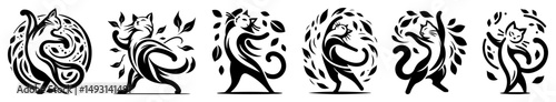 tribal dolphin vector collection in ornamental black and white style