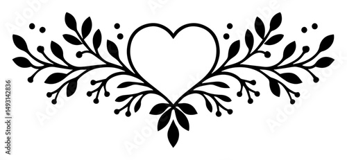 heart ornament silhouette vector for laser cutting and romantic design