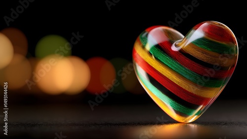 June 19, juneteenth, Africa Day, panafrica, striped red-yellow-green heart on a black background, Valentine's Day, Kwanzaa, horizontal banner with empty text spaces