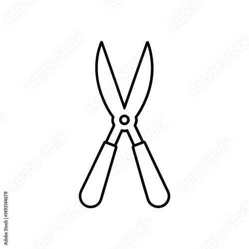 Kitchen shears open scissors Black line drawing