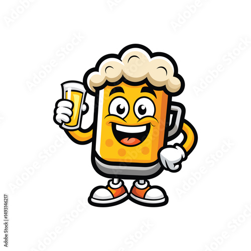 Flat and Minimal Beer logo vector illustration isolated on white background