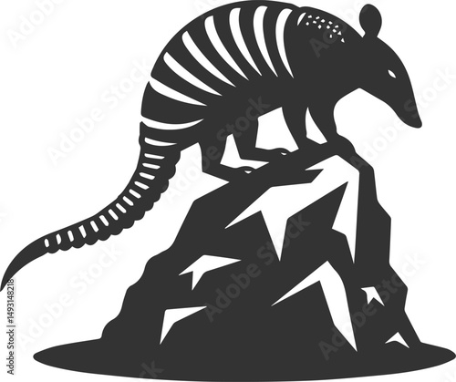 Vector drawing animal silhouette of a armadillo