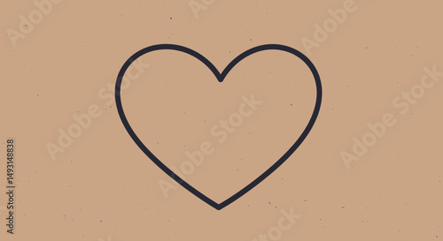 Simple Black Heart Illustration On Beige Background