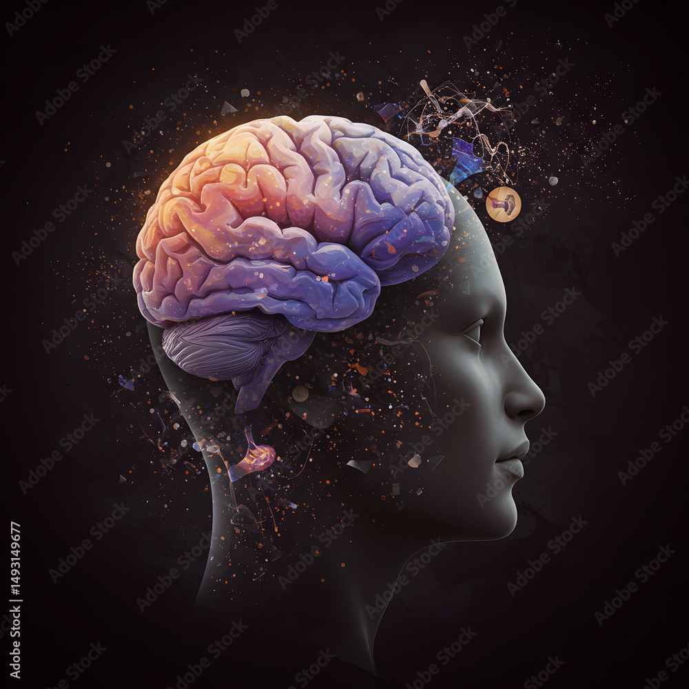 Obraz premium Human Brain: 3D Art & Anatomy
