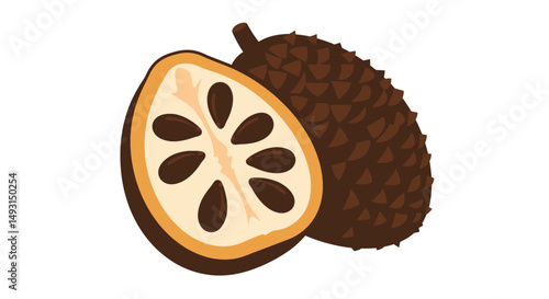 Sliced Custard Apple Illustration