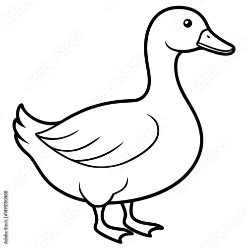 Cute cartoon duck outline illustration