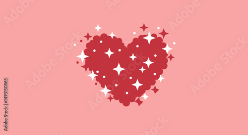 Pixel Art Red Heart With Sparkle