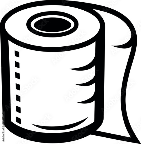 A simple illustration of a roll of toilet paper with perforation vector silhouette Generative AI