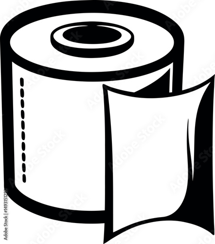 A simple black and white drawing of a roll of toilet paper vector silhouette Generative AI