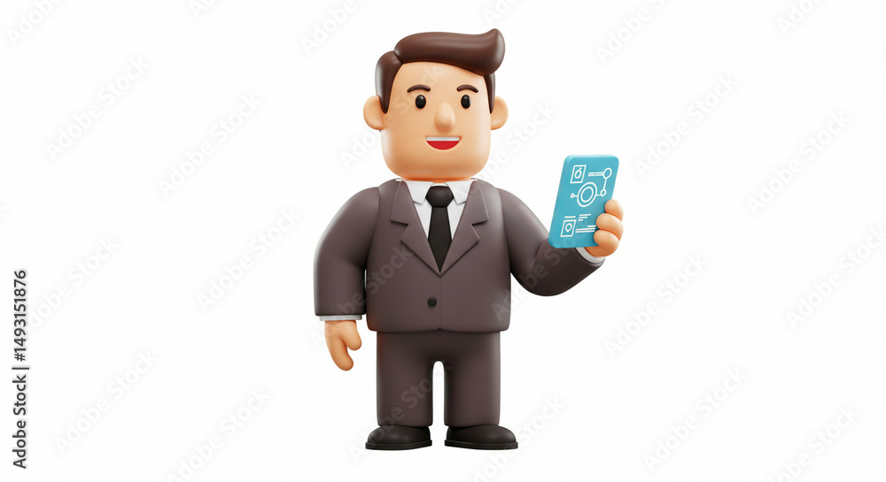 Animated businessman displaying data on a tablet Animated businessman displaying data on a tablet