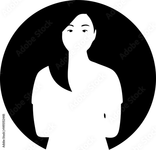 Silhouette of a stylish woman and girl in profile with fashion and beauty illustration elements