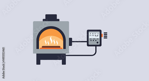 Pixelated Illustration Of Kiln With Digital Control Panel