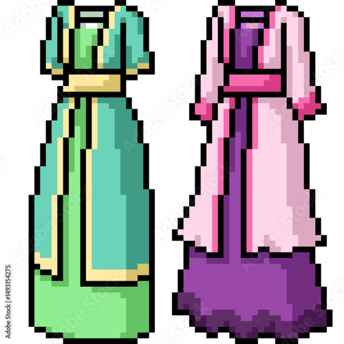 pixel art of woman asian fashion dress