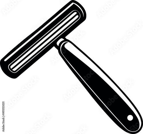 Stylized Black and White Illustration of a Safety Razor for Shaving vector silhouette Generative AI