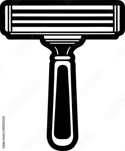 Minimalist illustration of a multi blade razor for shaving and personal care vector silhouette Generative AI