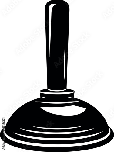 Simple black and white plunger illustration isolated on a white background vector silhouette Generative AI