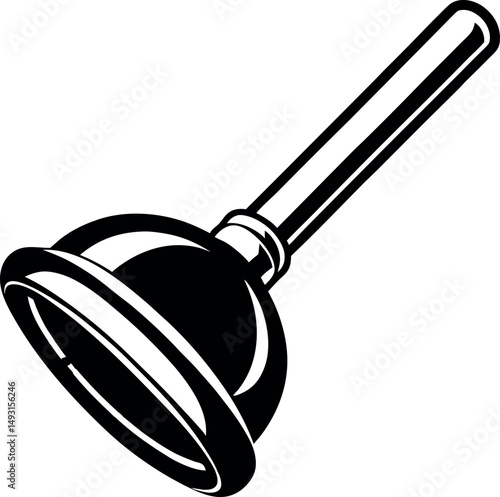 Graphic illustration of a rubber plunger for home and industrial use vector silhouette Generative AI