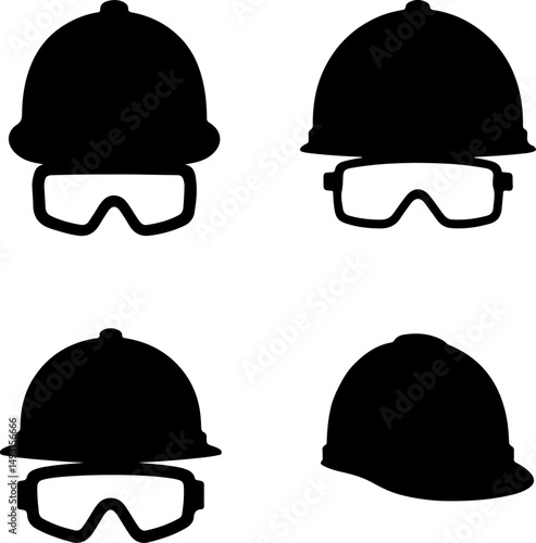 Construction Helmet Silhouettes Set"