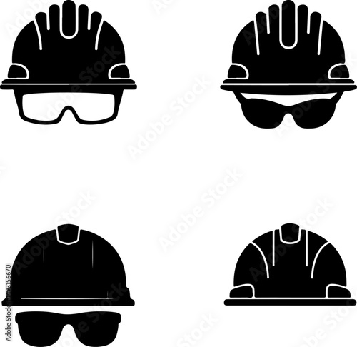 Construction Helmet Silhouettes Set"