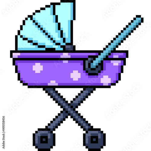 pixel art of baby cart stroller side