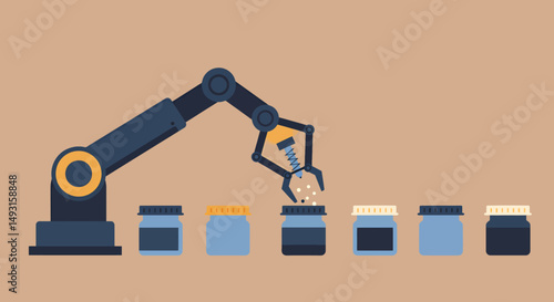 Pixel Art Robotic Arm Filling Jars With Liquids