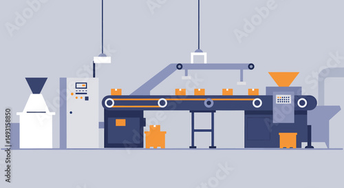 Pixelated Manufacturing Line Illustration