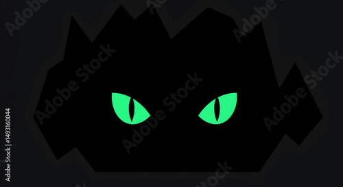 Dark Monster Face With Glowing Green Eyes