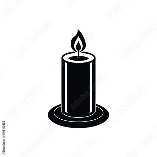 Flat and Minimal Candle logo vector illustration isolated on white background