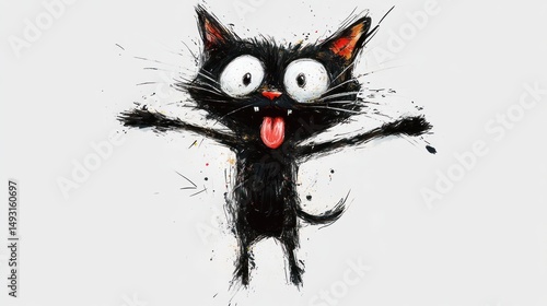 Excited black cat illustration