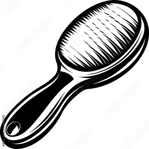 Stylized Black and White Image of a Paddle Brush for Hair Styling vector silhouette 