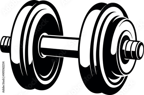 Monochrome dumbbell with weights for strength training and physical fitness vector silhouette Generative AI