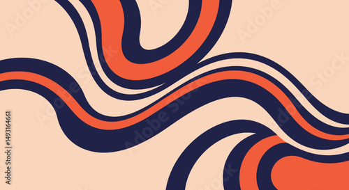 Abstract Geometric Pattern With Orange Red And Beige Swirls