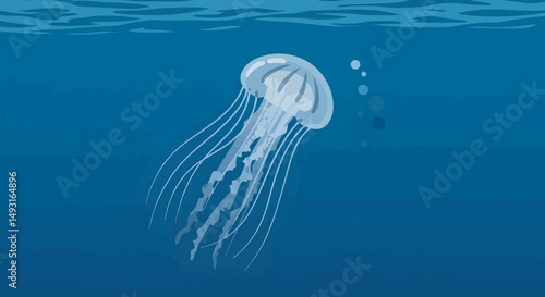 Pixel Art Jellyfish In Ocean