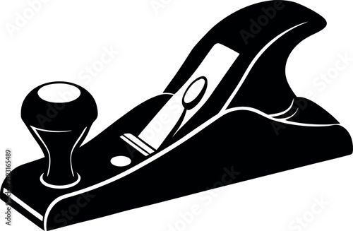 Black and white vector image of a hand plane woodworking tool vector silhouette Generative AI