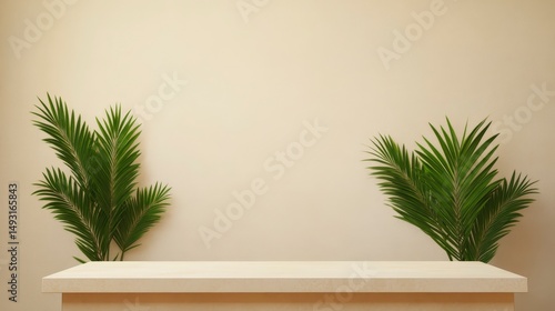Serene Church Scene with Palm Branches Adorning a Calm Environment for Tranquil Reflections and Meditative Moments
