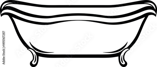 Elegant and Stylized Bathtub Illustration with Intricate Line Work Design vector silhouette Generative AI